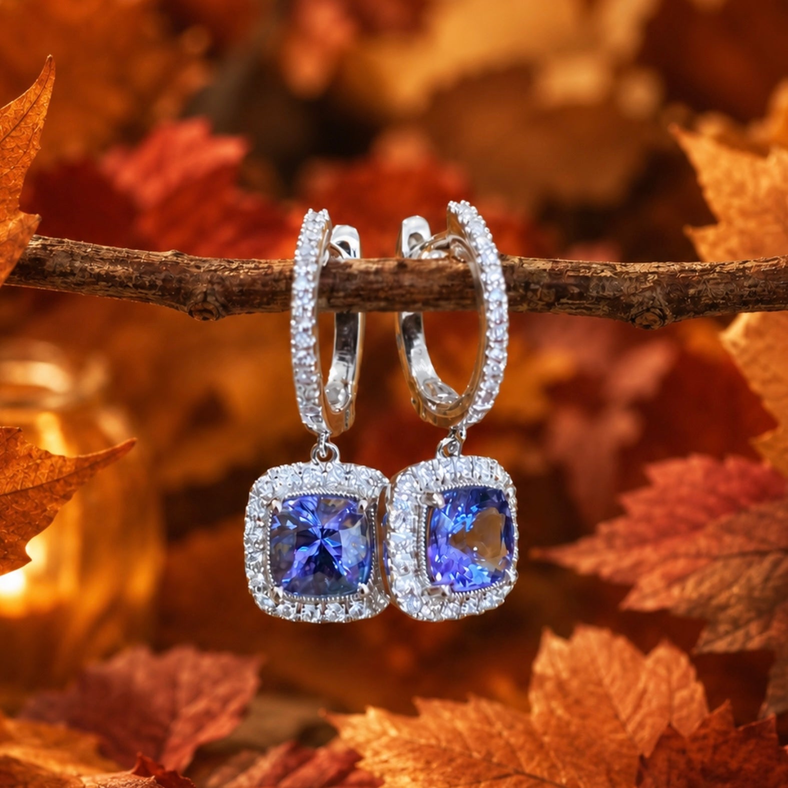 Twilight Tanzanite Diamond Drop Earrings