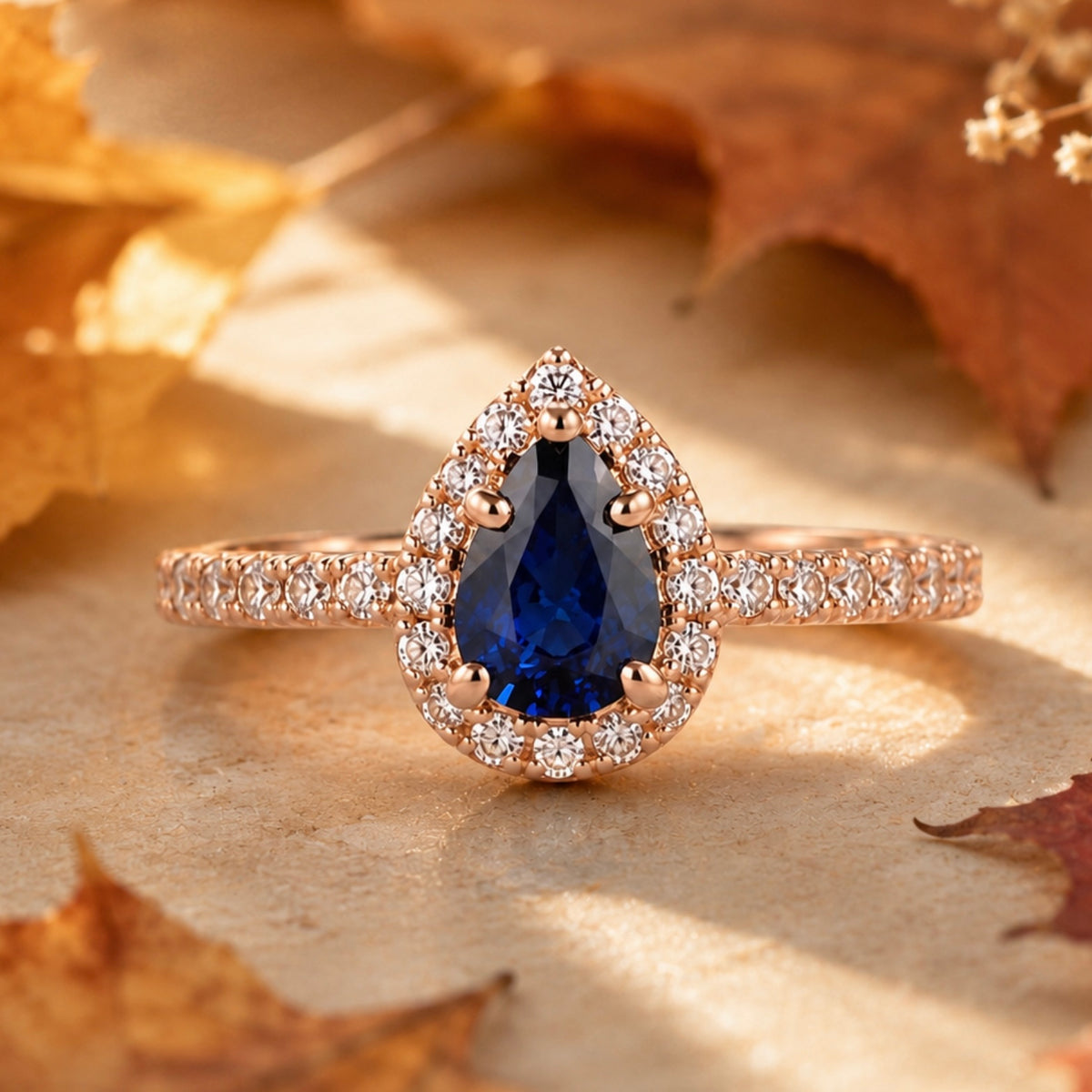 Pear Sapphire Radiance Ring