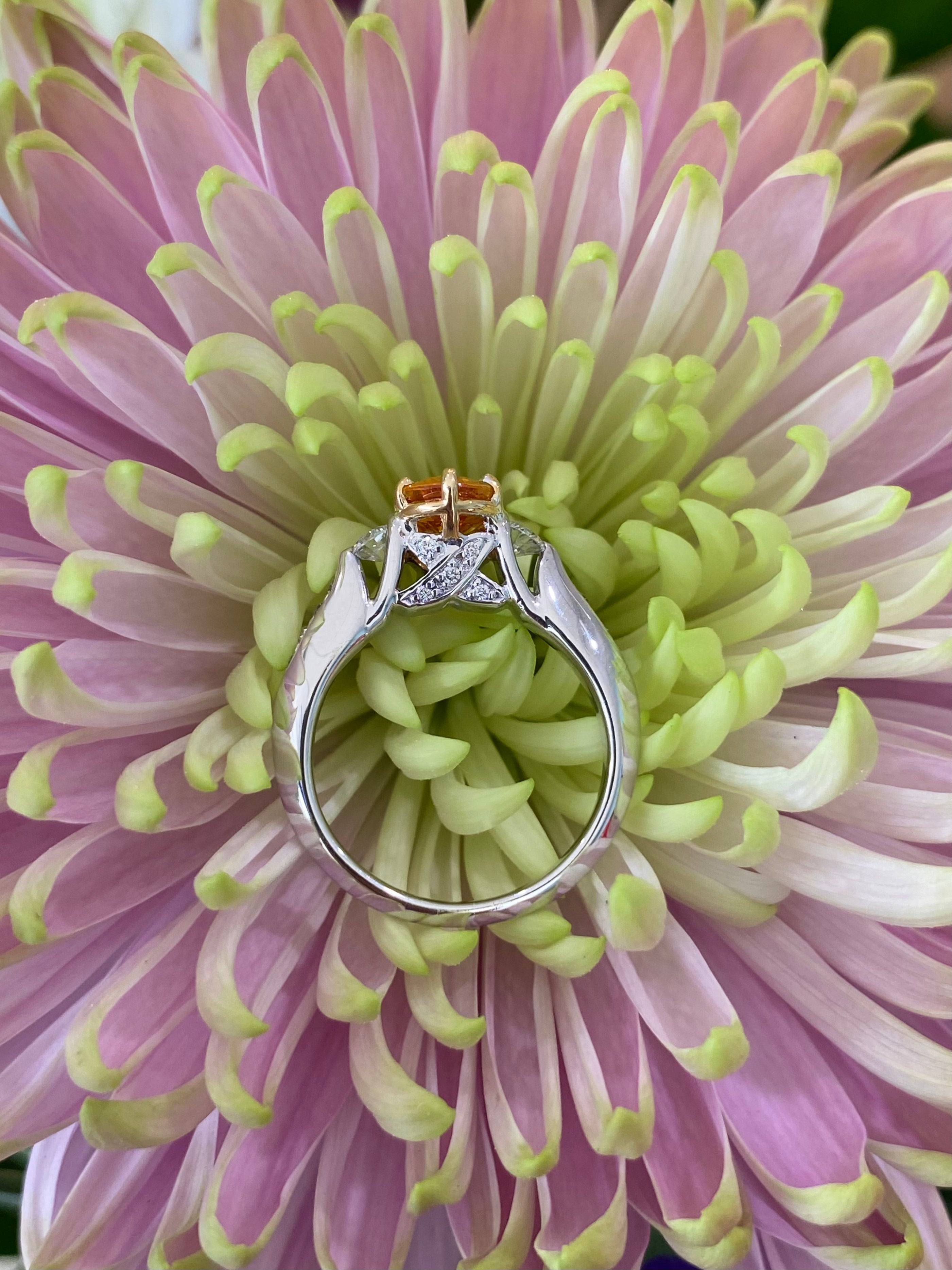 The Sunset Trilogy Orange Sapphire and Diamond Ring