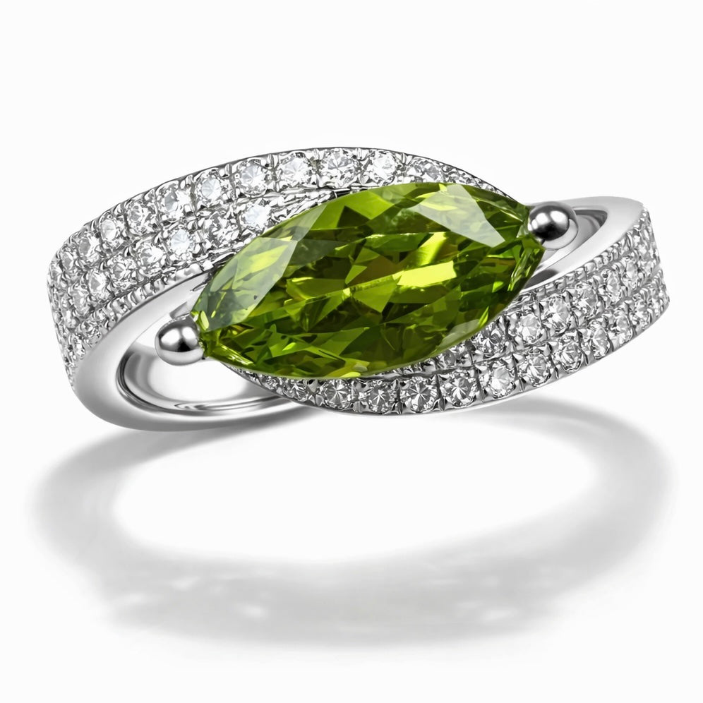 Limeleaf Diamond Peridot Ring