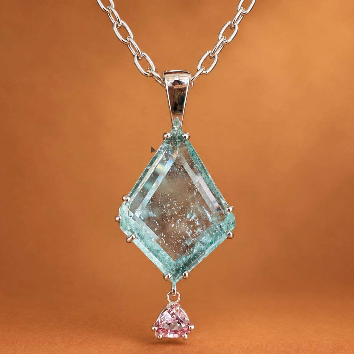 Aquamarine & Pink Sapphire Necklace