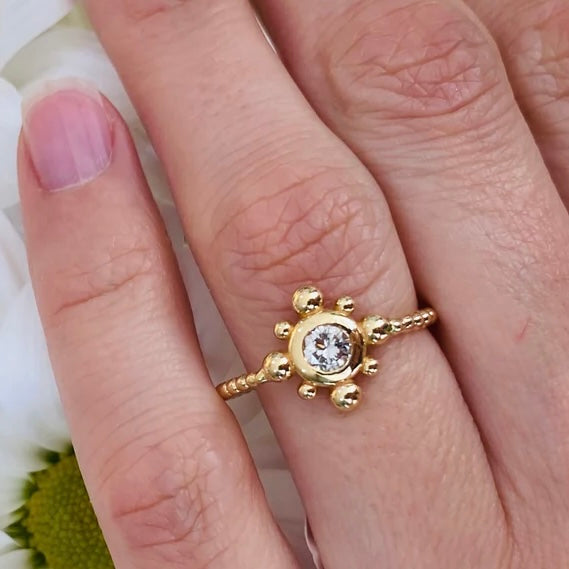 Golden Sunbeam Bezel Diamond Ring