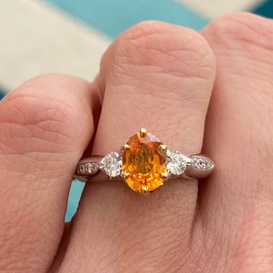 The Sunset Trilogy Orange Sapphire and Diamond Ring
