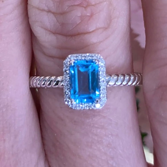 Caribbean Glow Blue Topaz and Diamond Ring