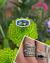 Load image into Gallery viewer, White Gold Deep Blue Topaz and Diamond Ring
