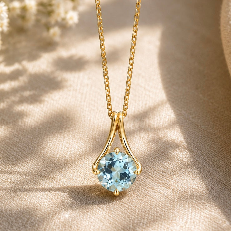 Coastal Charm Aquamarine Pendant Necklace