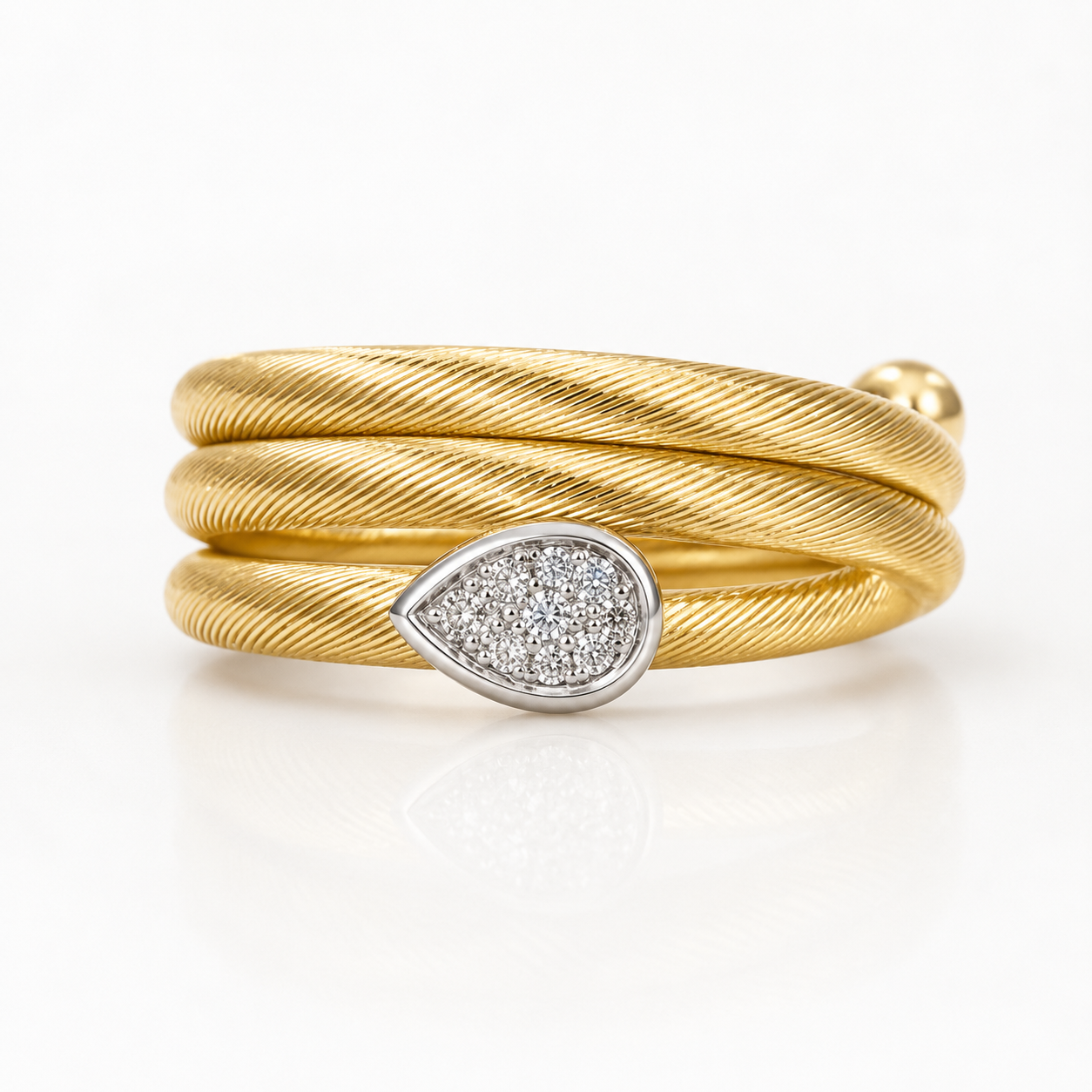 Two Tone 18K Gold Coiled Snake Ring