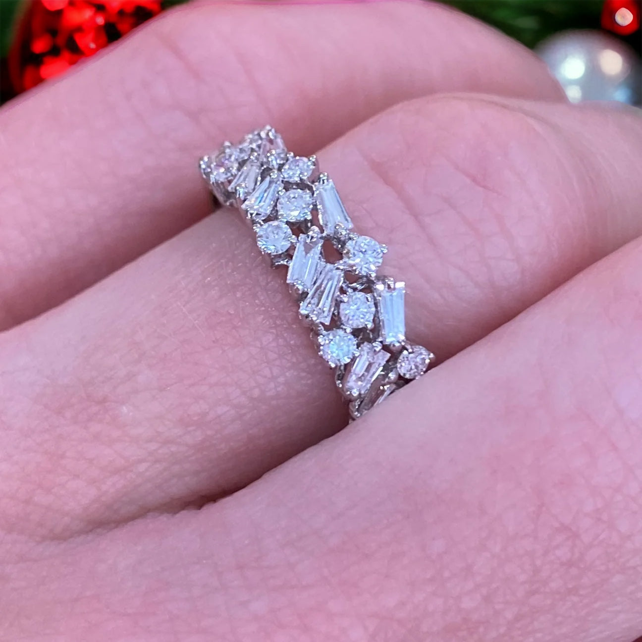 Mosaic White Gold and Diamond Ring