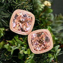 Load image into Gallery viewer, Checkerboard Morganite Stud Earrings