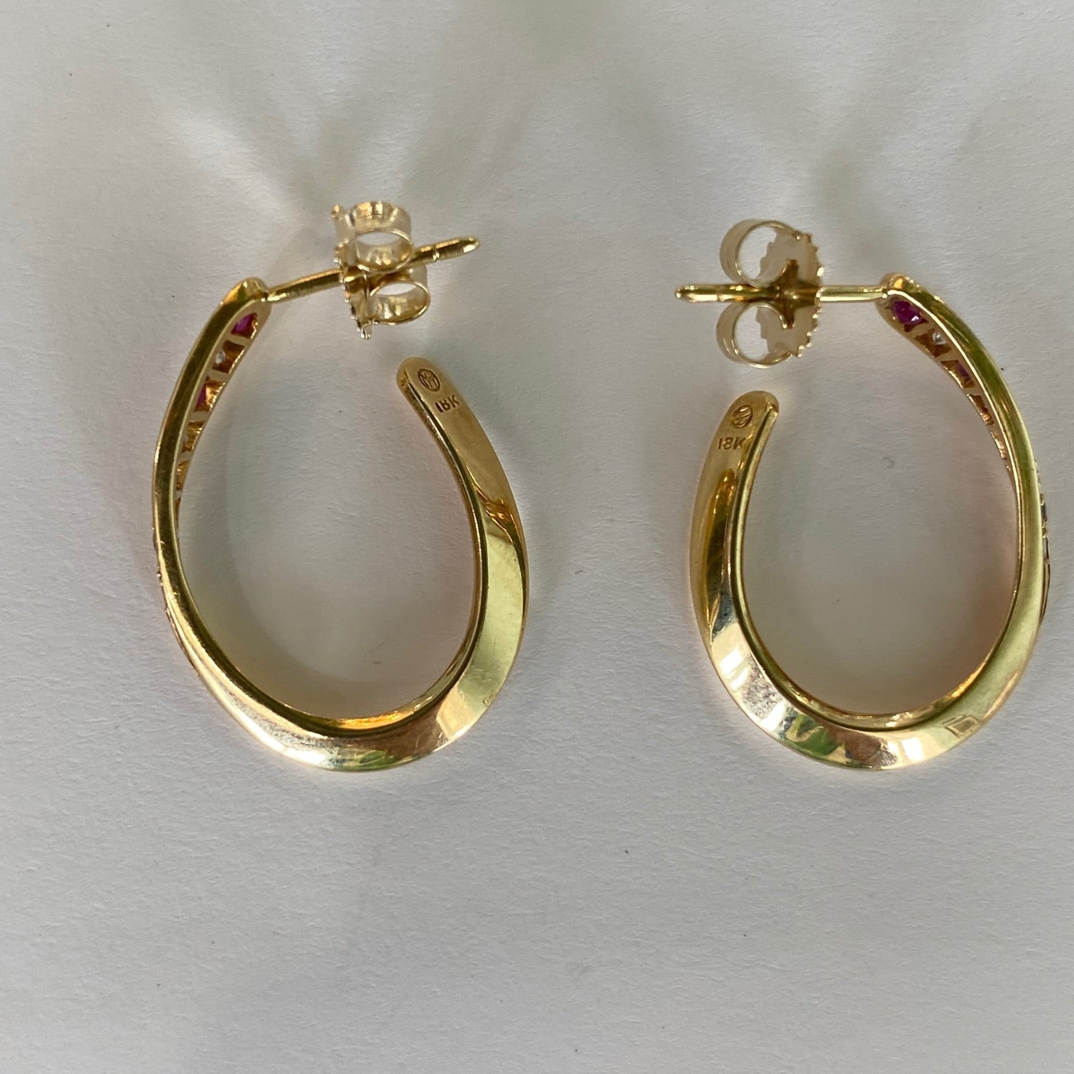 Rouge Radiance Vintage Ruby & Diamond J Hoops
