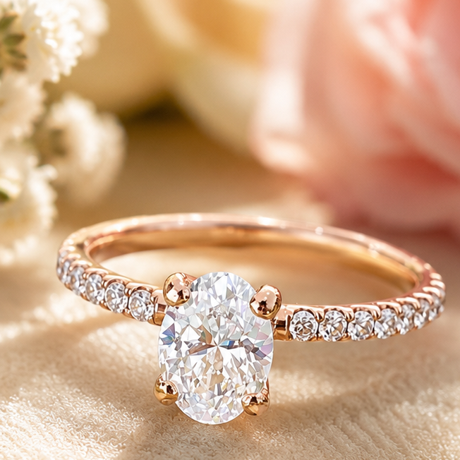 Rose Gold Oval Diamond Engagment Ring