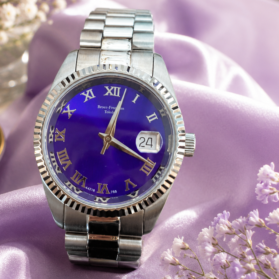 Purple Dial Silver Bracelet Watch