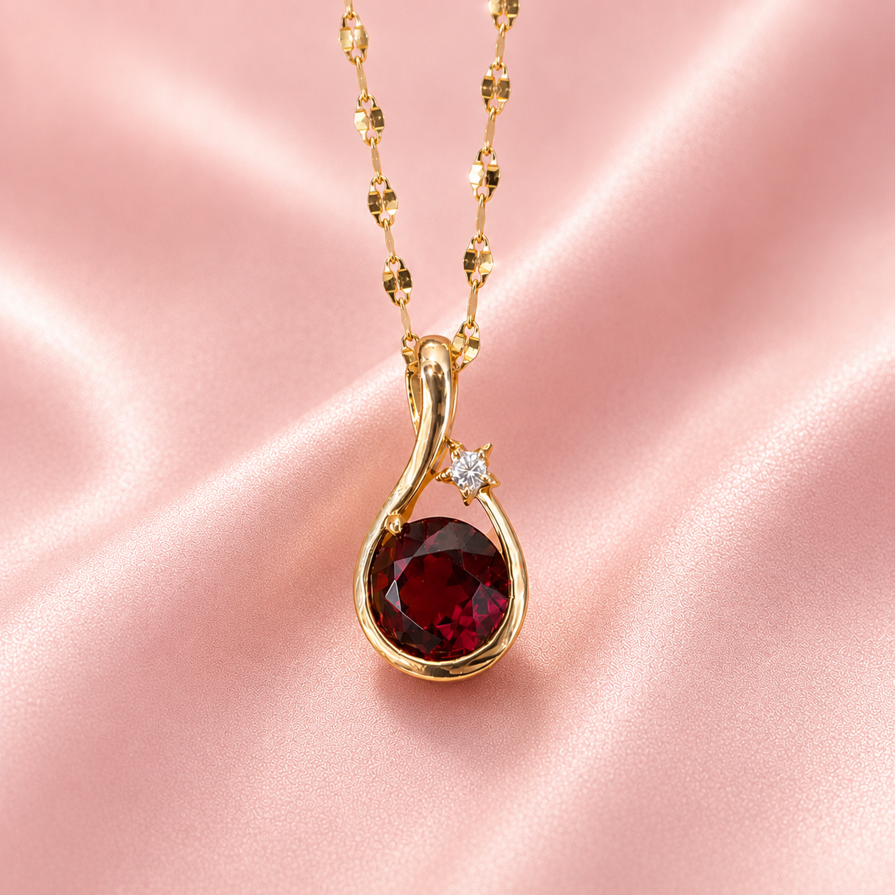 Crimson Orbit Garnet and Diamond Necklace