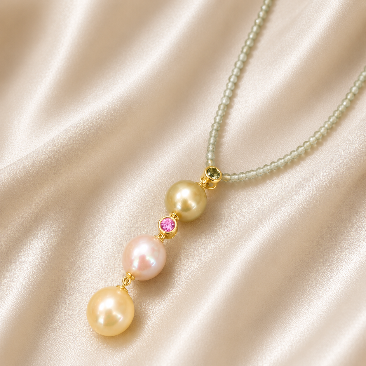 Elegant Trio Pearl and Gemstone Statement Necklace