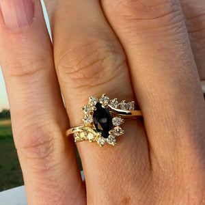 Vintage Onyx and Diamond Yellow Gold Ring