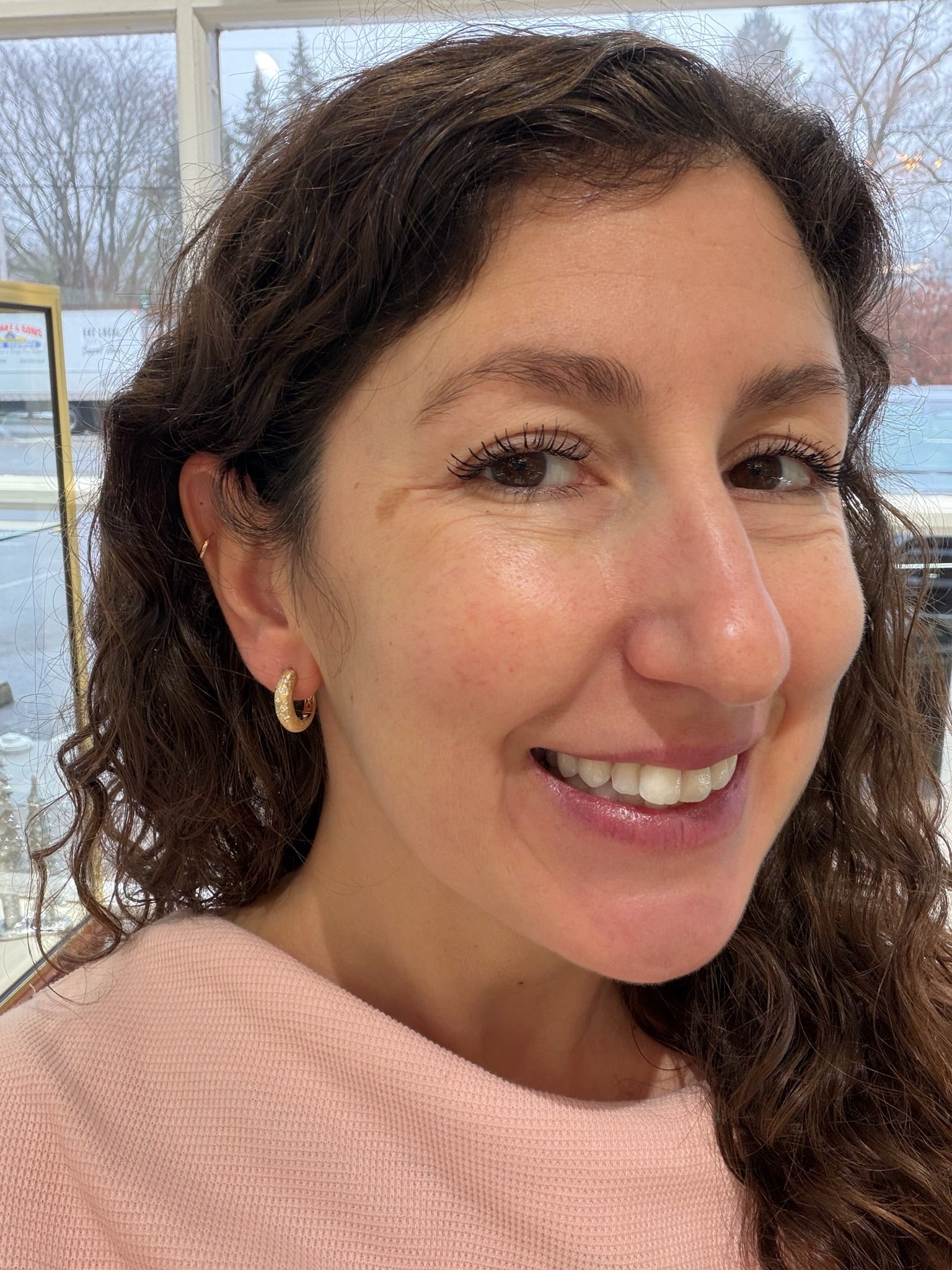 Satin Sheen Diamond Hoops