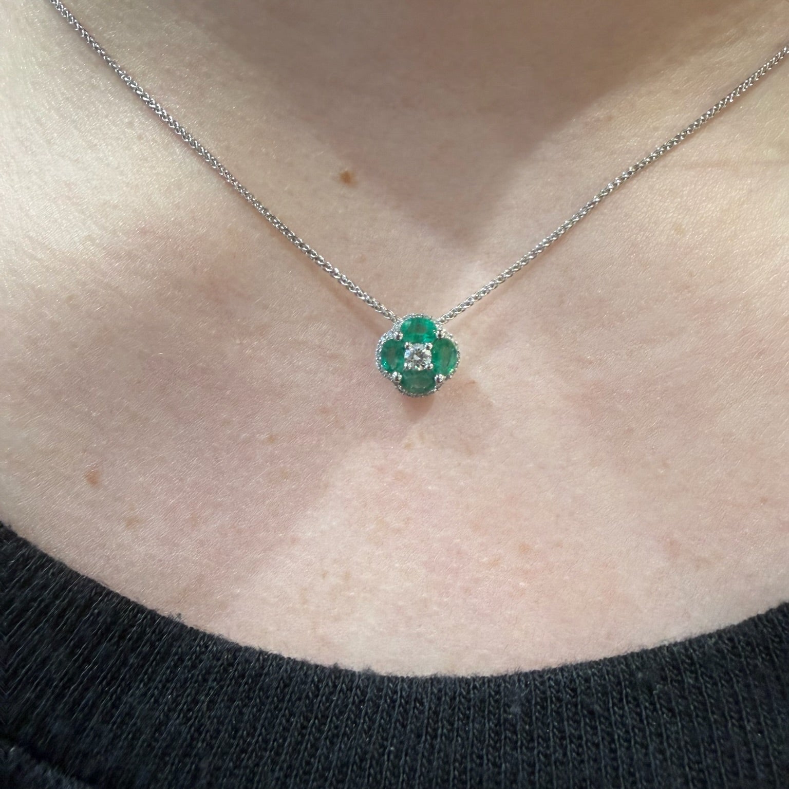 Four-Leaf Fancy Emerald Necklace