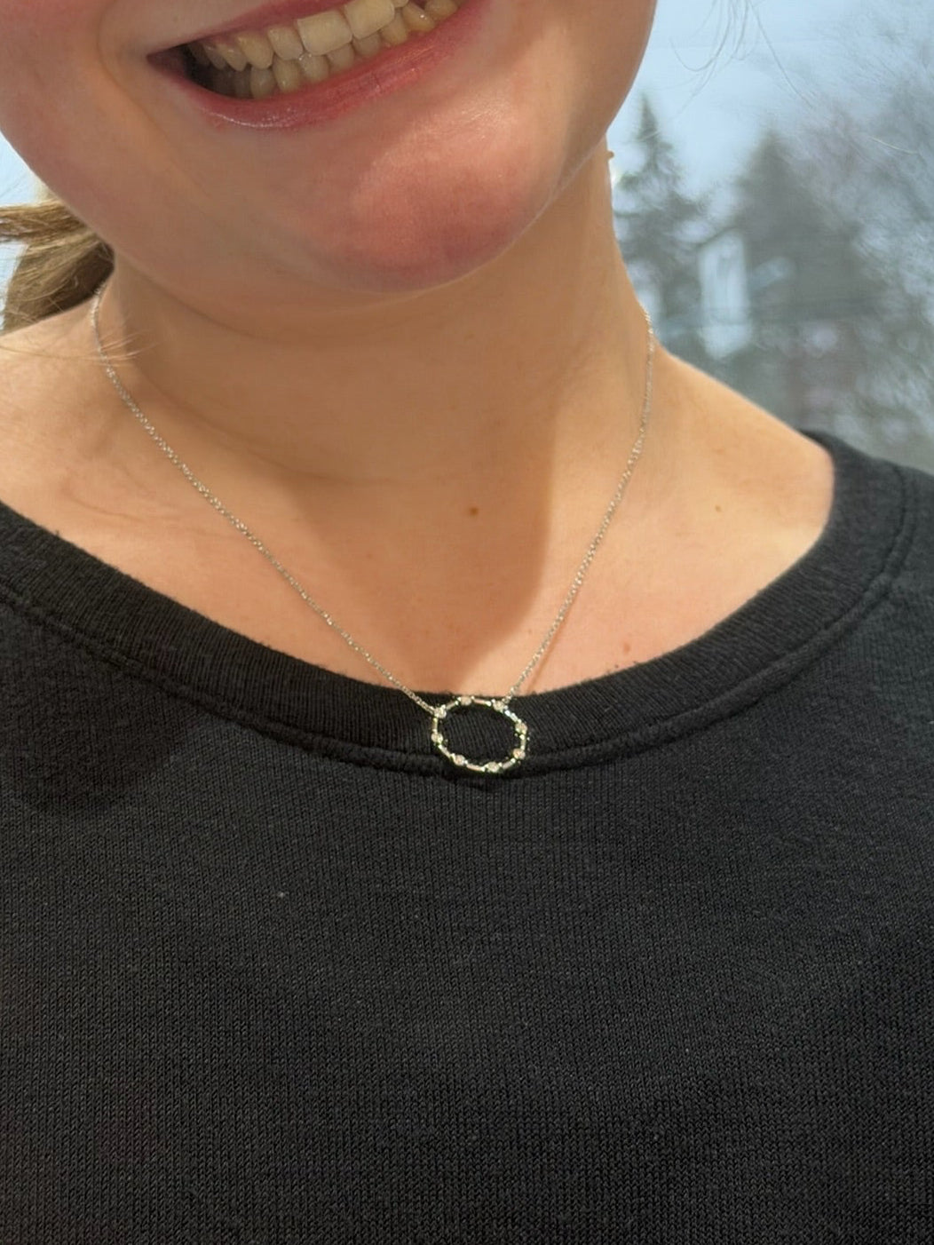 Radiant Orbit Diamond Circle Necklace