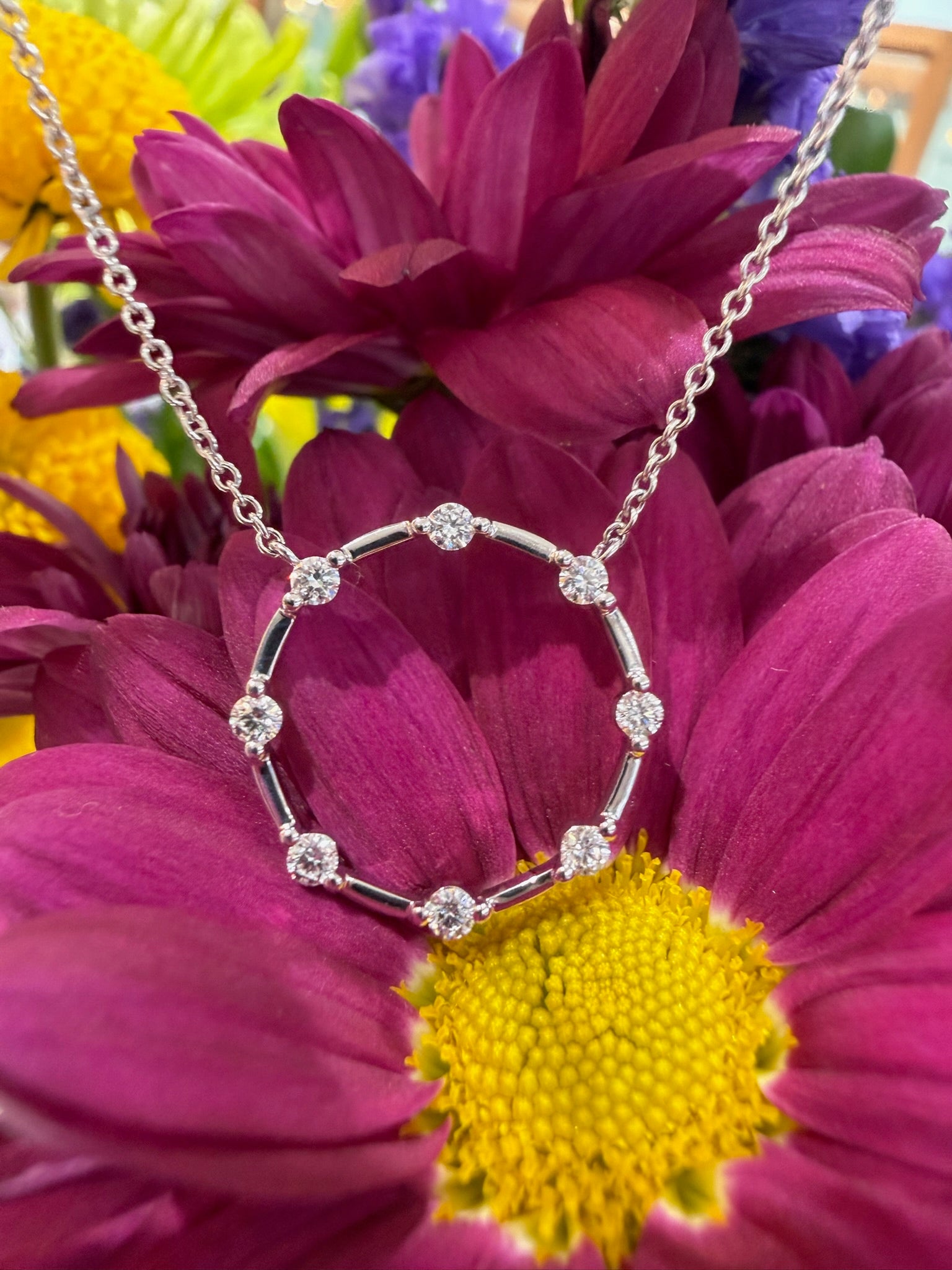 Radiant Orbit Diamond Circle Necklace