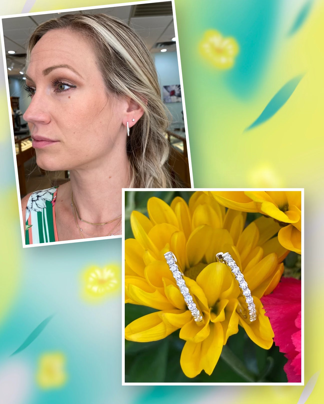 White Gold Diamond Medium Huggie Hoops