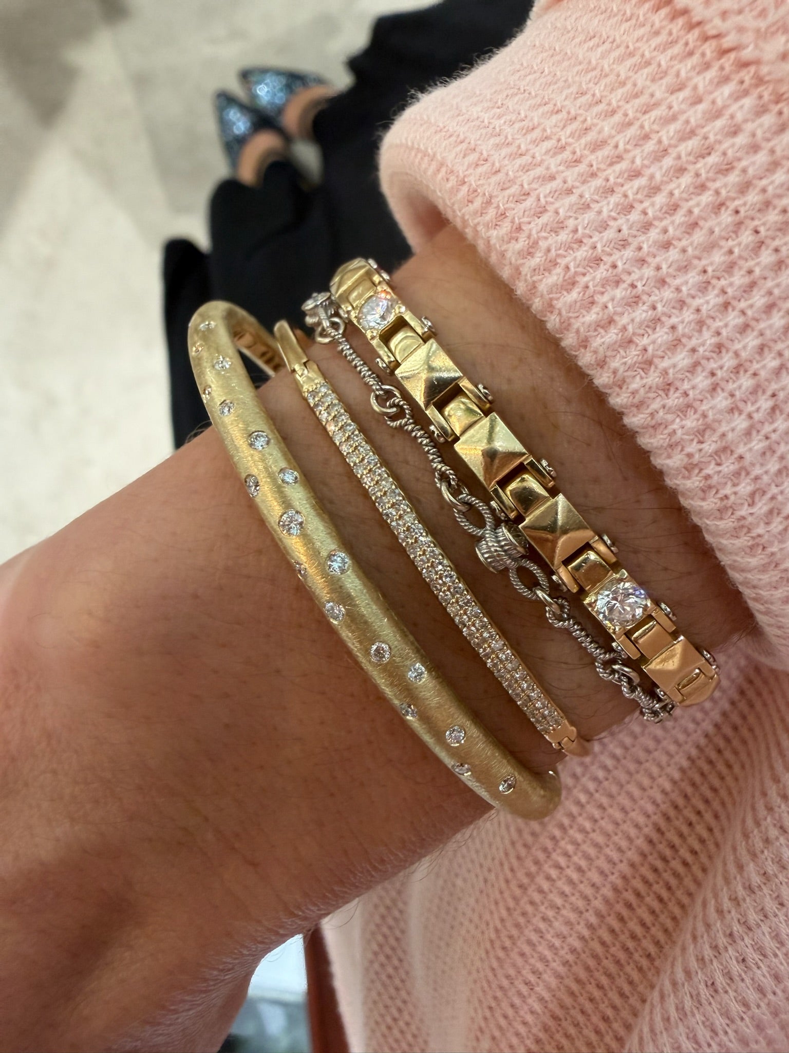 The Satin Spark Diamond Bangle Bracelet