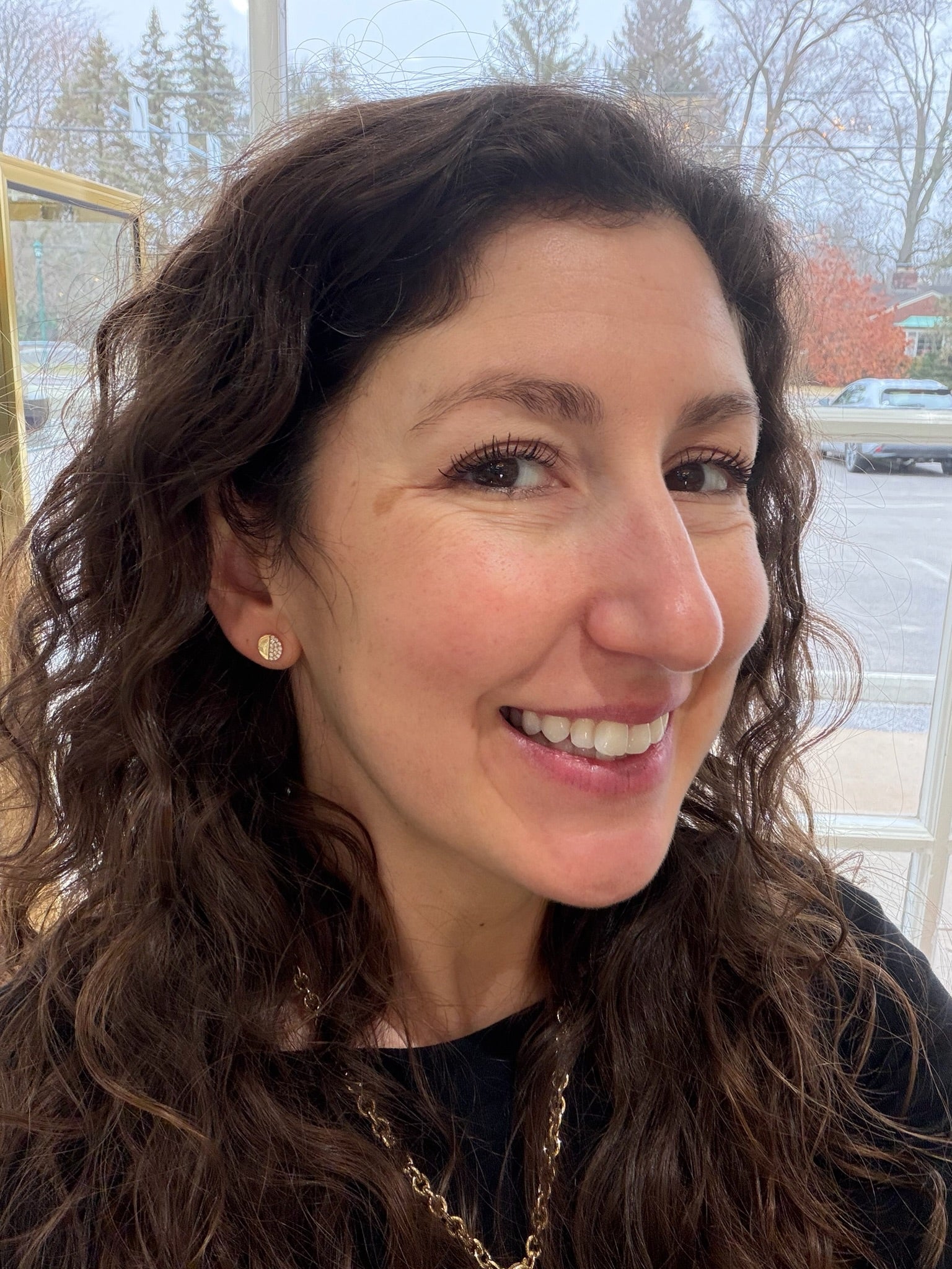 Half Moon Pavé Diamond Stud Earrings