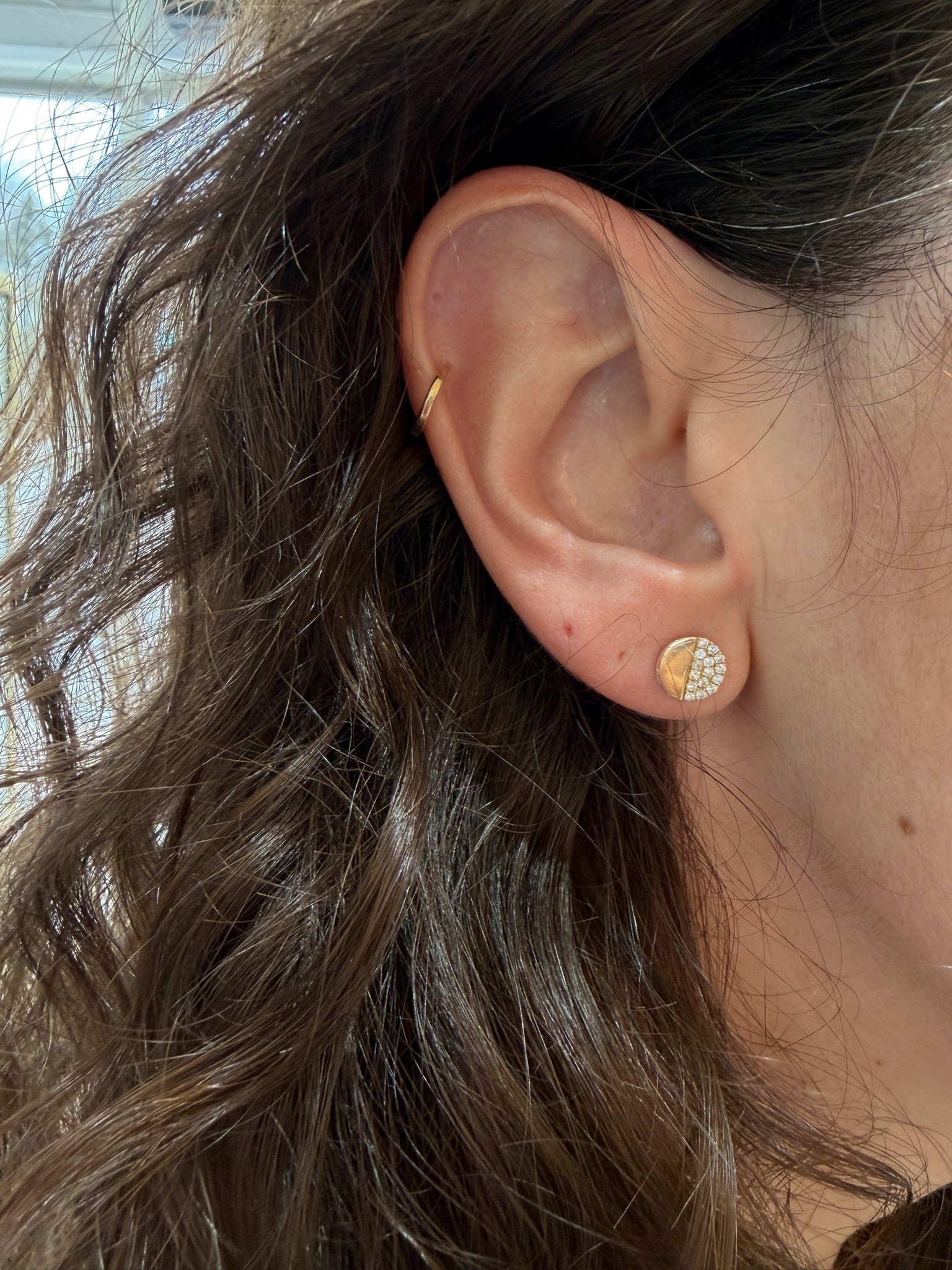 Half Moon Pavé Diamond Stud Earrings