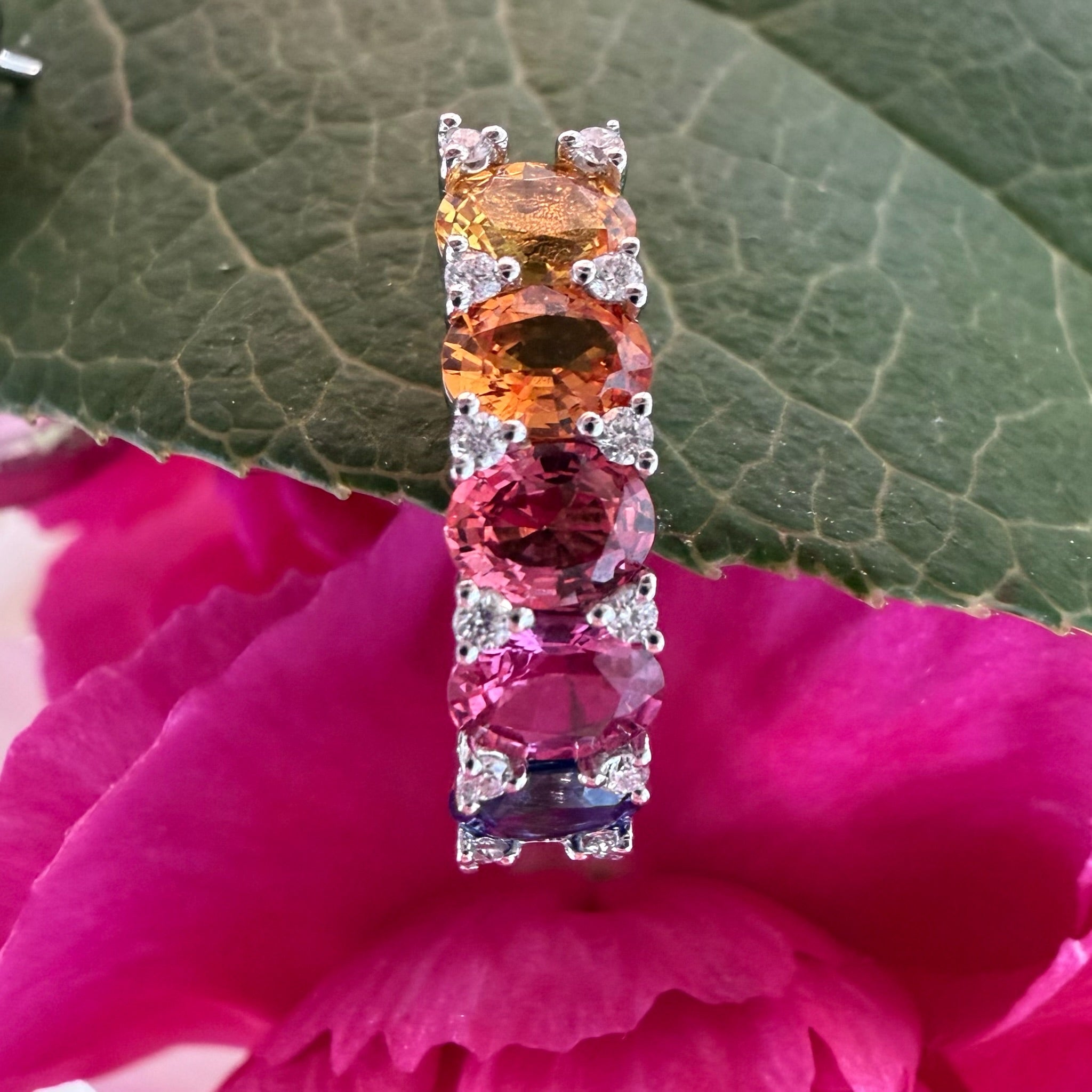 Rainbow Radiance Sapphire & Diamond Hoop Earrings