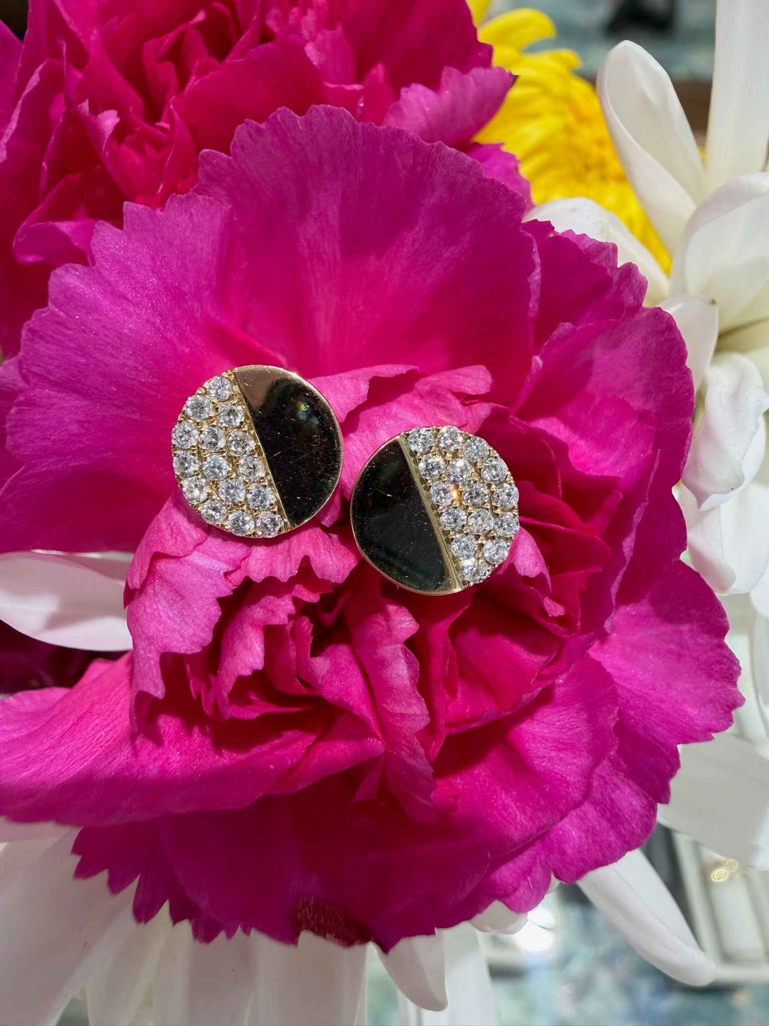 Half Moon Pavé Diamond Stud Earrings