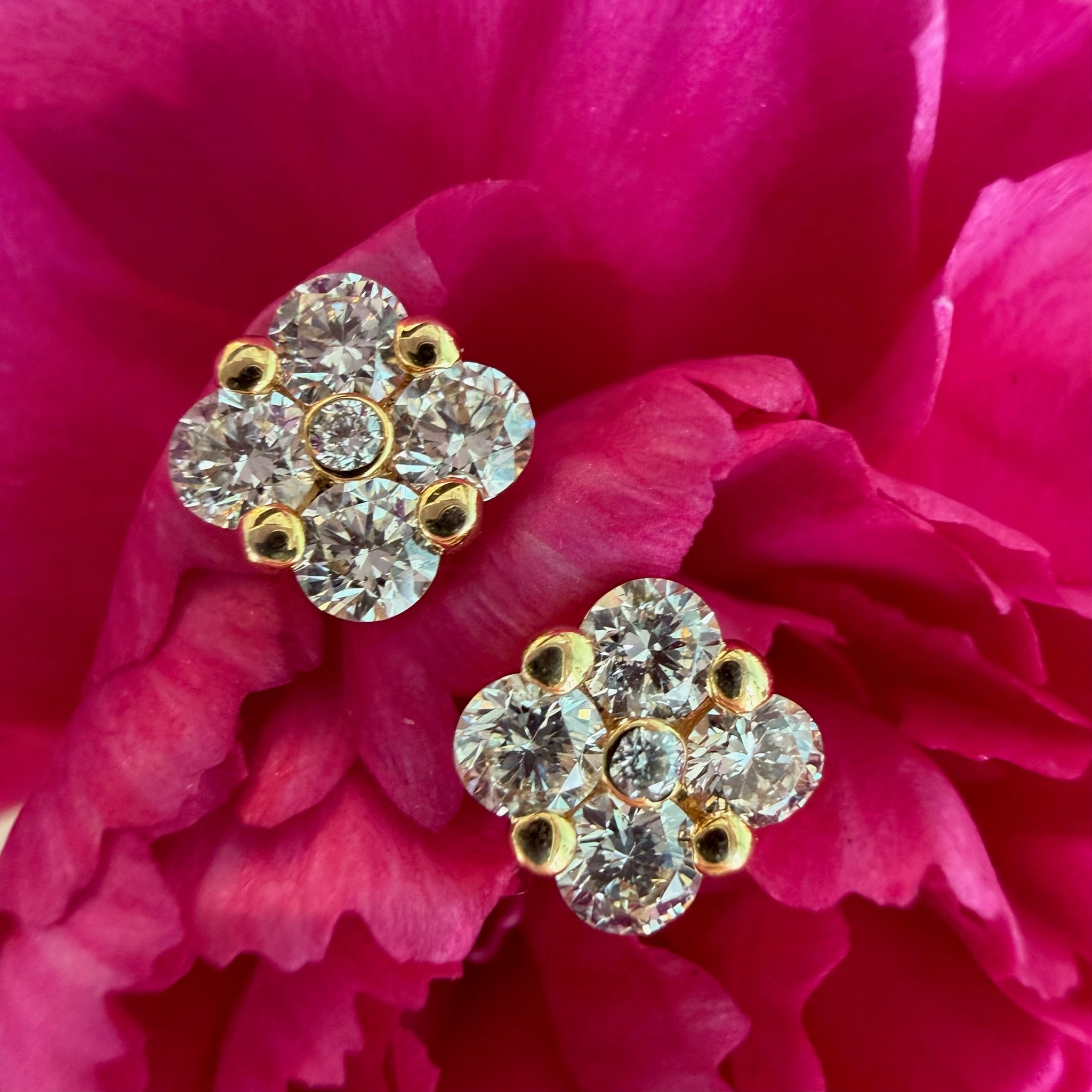 Starlight Petal Diamond Stud Earrings