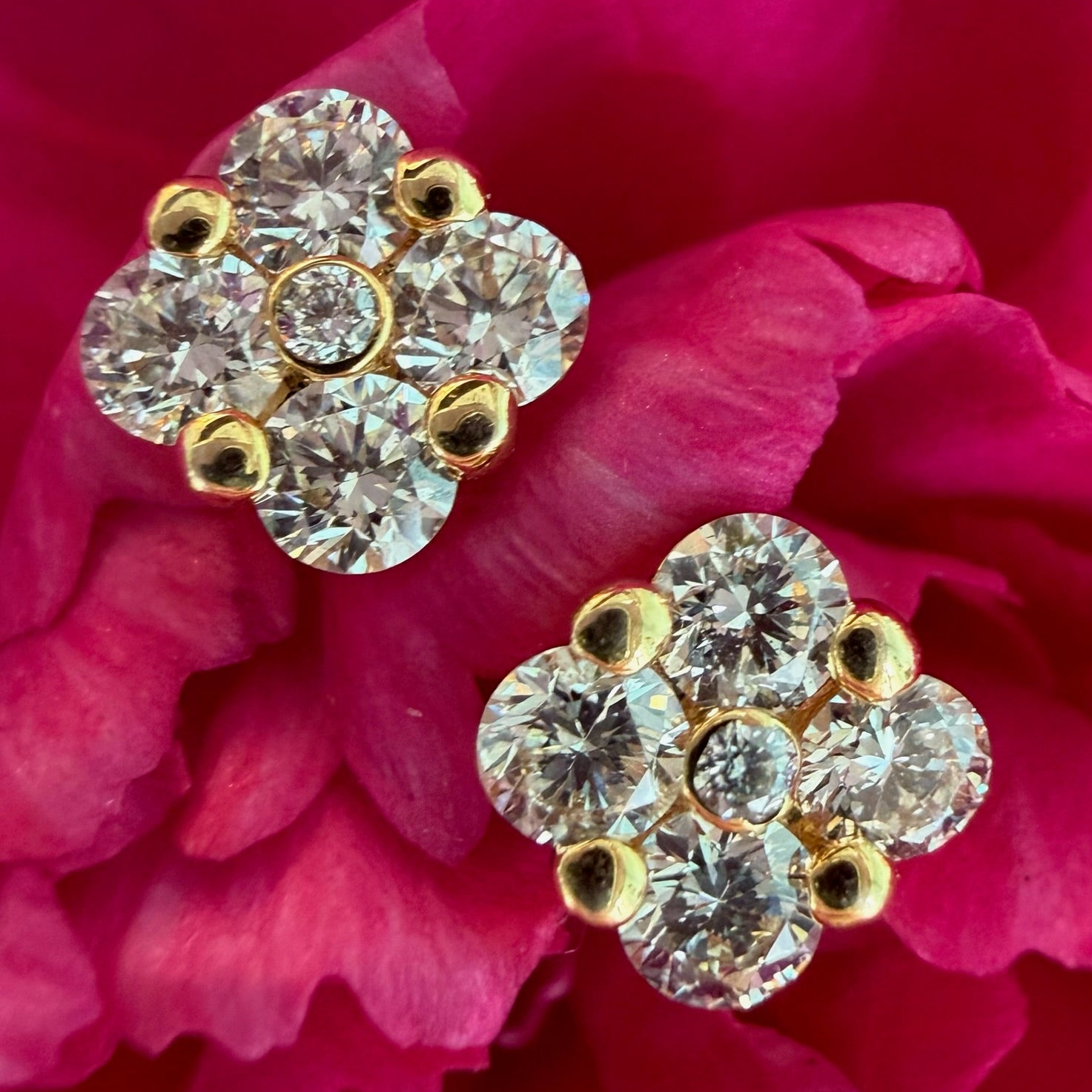 Starlight Petal Diamond Stud Earrings