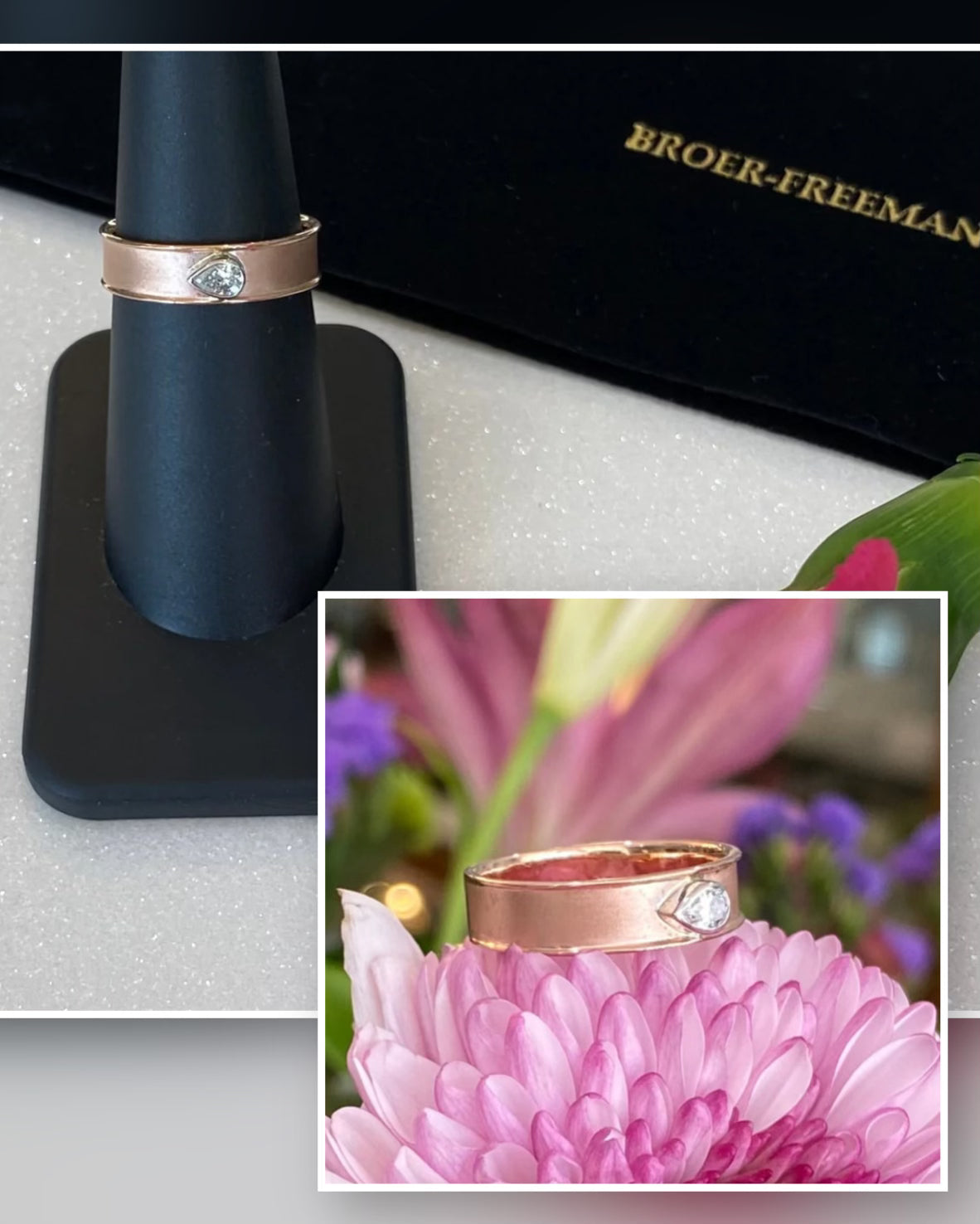 Pear Diamond Two Tone Gold Band