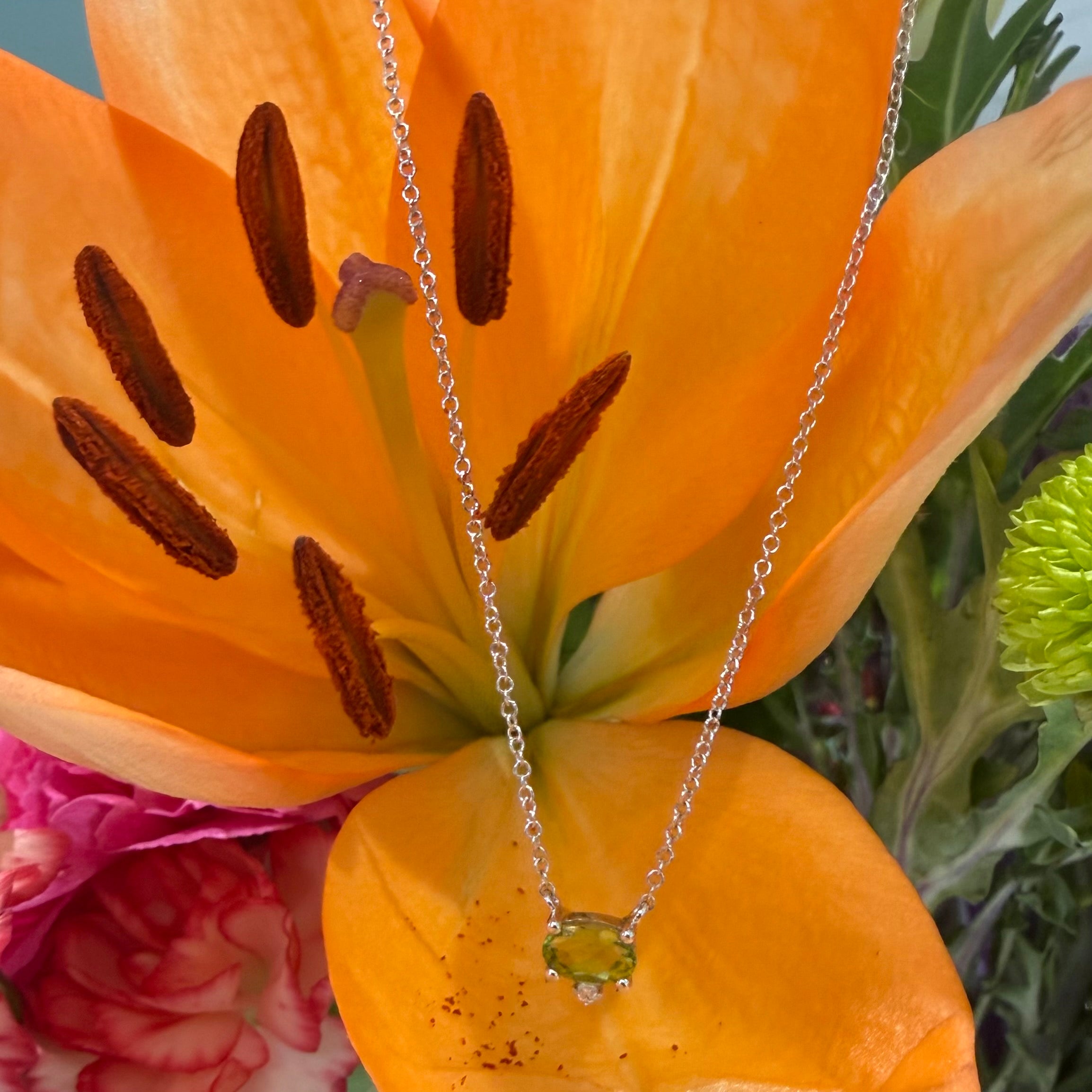 Peridot Elegance Diamond Accent Necklace
