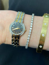 Load image into Gallery viewer, Black Dial Two Toned Bracelet Diamond Accent Petite Watch