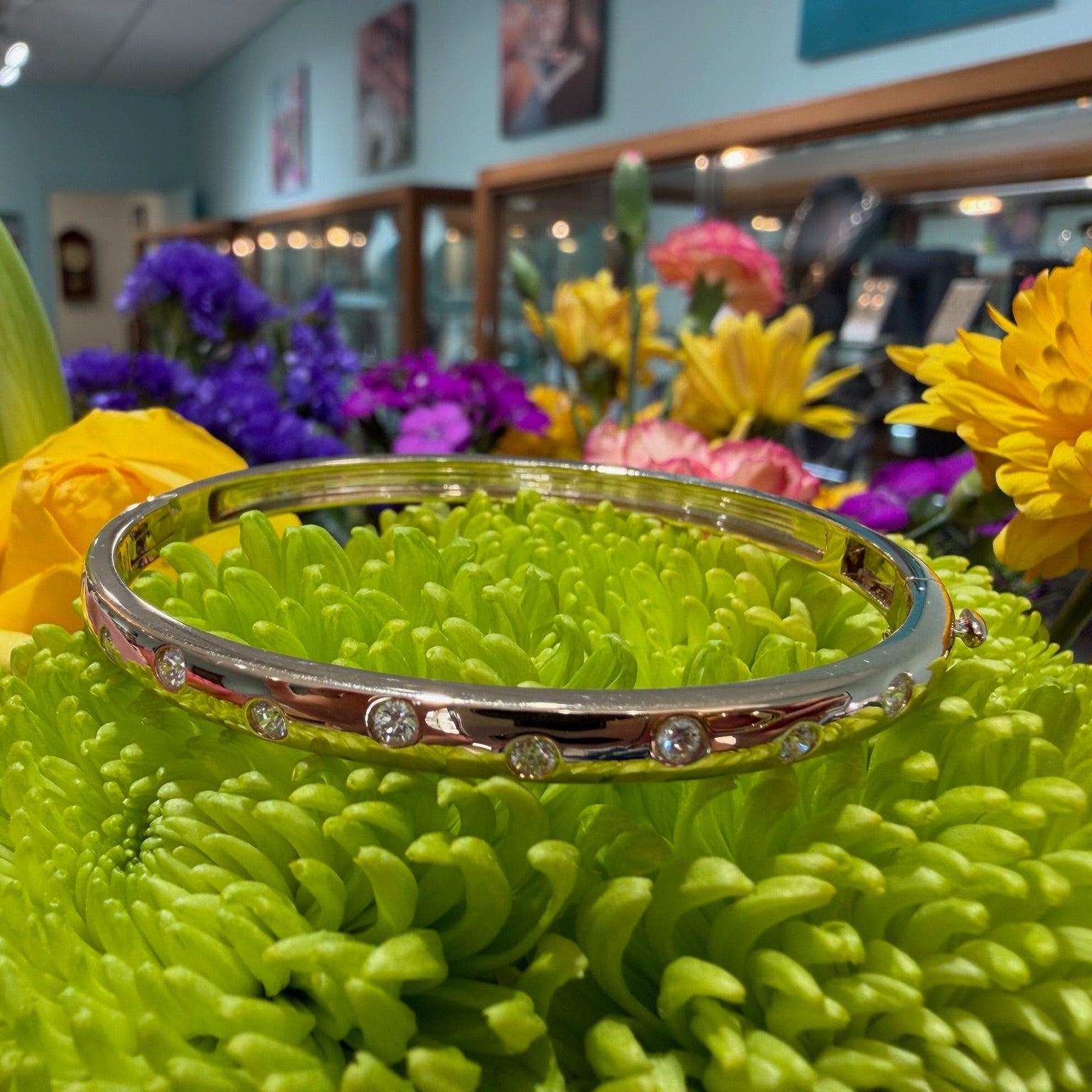 The Starlit Line Diamond Bangle Bracelet