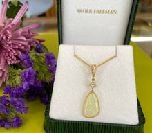Load image into Gallery viewer, Opal and Diamond Drop Pendant Necklace