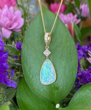 Load image into Gallery viewer, Opal and Diamond Drop Pendant Necklace