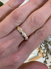 Load image into Gallery viewer, Yellow Gold Bezel Set Floral Pattern Diamond Band