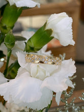 Load image into Gallery viewer, Yellow Gold Bezel Set Floral Pattern Diamond Band