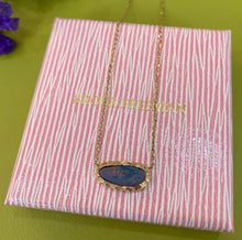 Load image into Gallery viewer, Asymmetrical Etched Gold Opal Necklace
