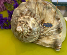 Load image into Gallery viewer, Asymmetrical Etched Gold Opal Necklace