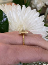 Load image into Gallery viewer, 18K Yellow Gold Diamond Halo Pyramid Ring