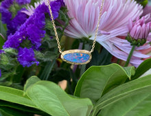 Load image into Gallery viewer, Asymmetrical Etched Gold Opal Necklace