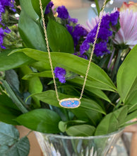 Load image into Gallery viewer, Asymmetrical Etched Gold Opal Necklace