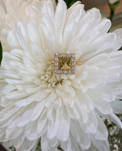 Load image into Gallery viewer, 18K Yellow Gold Diamond Halo Pyramid Ring