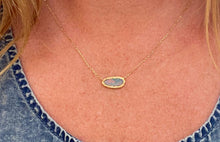 Load image into Gallery viewer, Asymmetrical Etched Gold Opal Necklace