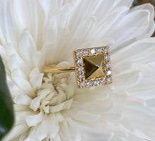Load image into Gallery viewer, 18K Yellow Gold Diamond Halo Pyramid Ring