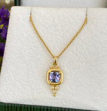 Load image into Gallery viewer, Tanzanite and Diamond Point Pendant Necklace