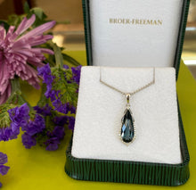 Load image into Gallery viewer, Blue Topaz and Diamond Tear Drop Pendant Necklace