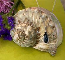 Load image into Gallery viewer, Blue Topaz and Diamond Tear Drop Pendant Necklace